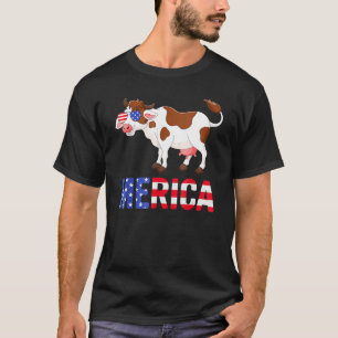 Camiseta Vaca 4 De Julio Moorica Merica Hombres Mujeres Ba