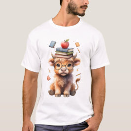 Camiseta Vaca académica con libros