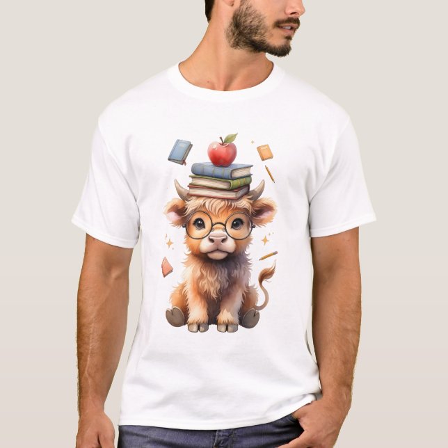 Camiseta Vaca académica con libros (Anverso)