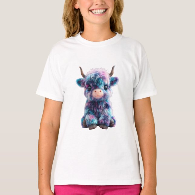 Camiseta Vaca Alta Bebé Arcoíris Esponjosa para Niños (Anverso)