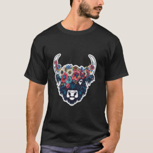 Camiseta Vaca Alta Landa Floral Patriótica USA 4 De Julio A