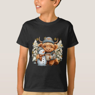 Camiseta Vaca Alta Lindo Con Hombre De Nieve Chocolate Cali