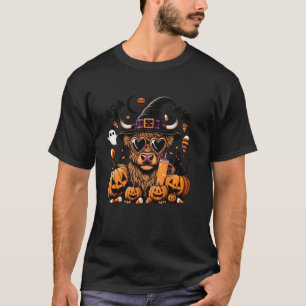 Camiseta Vaca altlandesa de Halloween Bruja Vaca Calabaza e