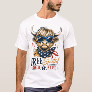Camiseta Vaca Altura Patriótica Libertad Vintage