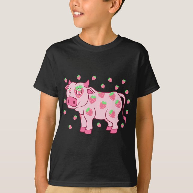 Camiseta Vaca Amor Fresa Leche Fruta Amante Fruitario St (Anverso)