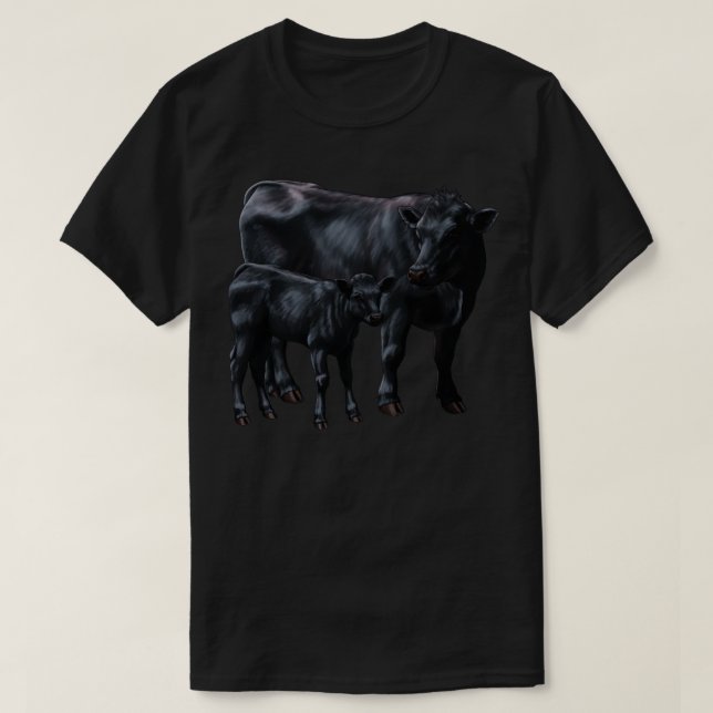 Camiseta Vaca angus negra y ternera dulce 1 (Diseño del anverso)