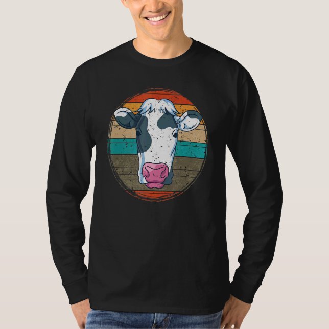 Camiseta Vaca animal de granja retro (Anverso)