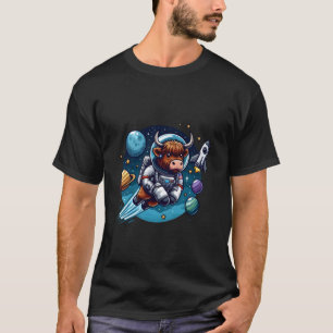 Camiseta Vaca Astronauta de las Tierras Altas con Planeta V