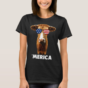Camiseta Vaca Bandera Americana Usa Patriótica Vaca