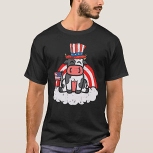 Camiseta Vaca bandera de EE. UU. sombrero superior arcoiris