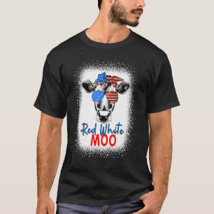 Camiseta Vaca Blanca Blanca Roja De Moo 4 De Julio Patr Agr
