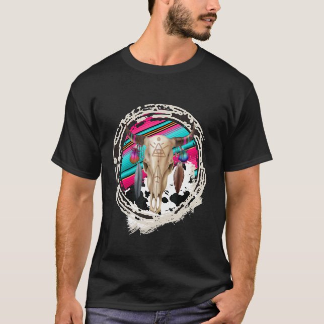 Camiseta VACA BOHO  Estampado de vaca de leopardo Estampado (Anverso)