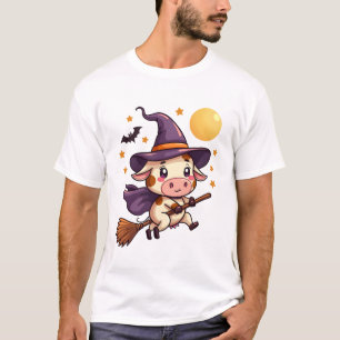 Camiseta Vaca Bruja en un Palo de Escoba