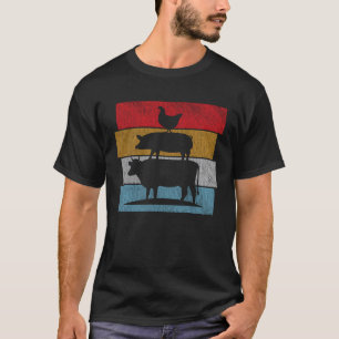 Camiseta Vaca Cerdo Gallina Vintage Animales Vaca Cerdo Chi
