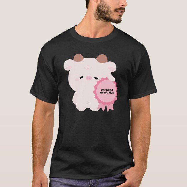 Camiseta Vaca Certificada Necesita Abrazo (Anverso)