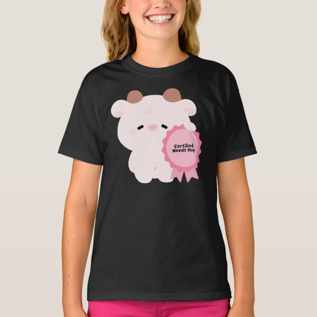 Camiseta Vaca Certificada Necesita Abrazo (Anverso)