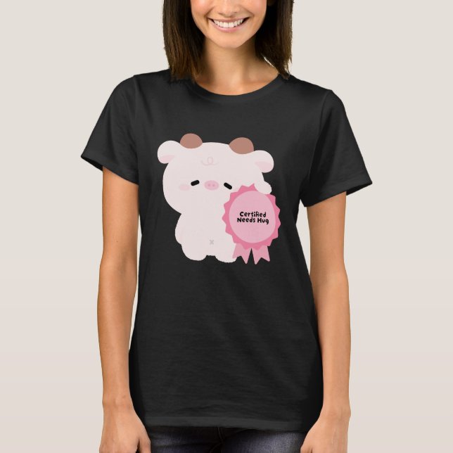 Camiseta Vaca Certificada Necesita Abrazo (Anverso)