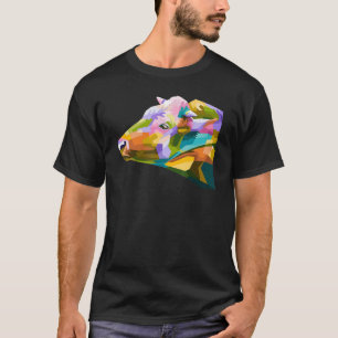 Camiseta Vaca Colorida Vaca Linda Animal Gráfico Polígono