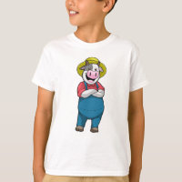 Vaca como agricultor con Gorra