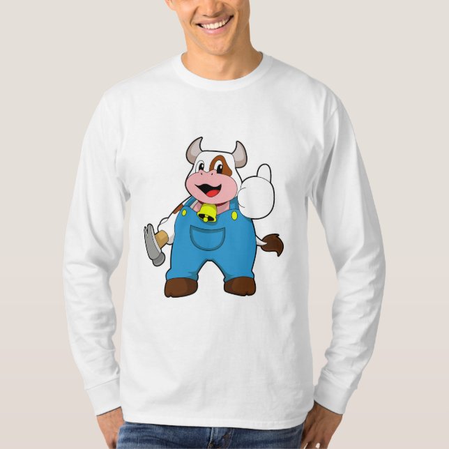 Camiseta Vaca como artesano con martillo (Anverso)