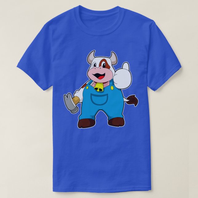 Camiseta Vaca como artesano con martillo (Diseño del anverso)