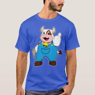 Camiseta Vaca como artesano con martillo
