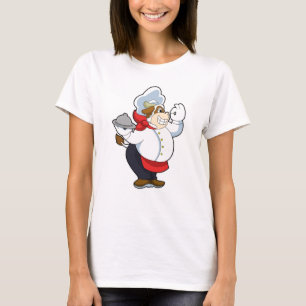 Camiseta Vaca como camarero con bandeja de servir