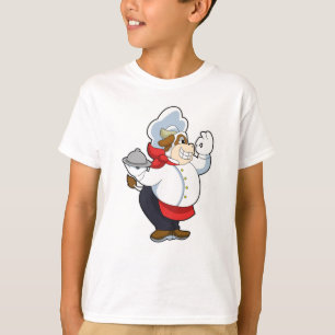 Camiseta Vaca como camarero con plato de servicio