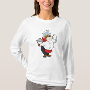Camiseta Vaca como camarero con plato de servicio