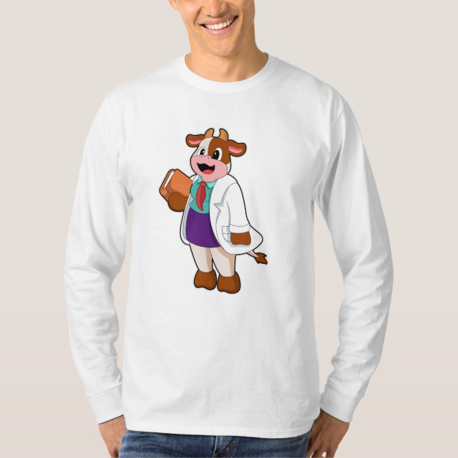 Camiseta Vaca como enfermera con libro (Anverso)