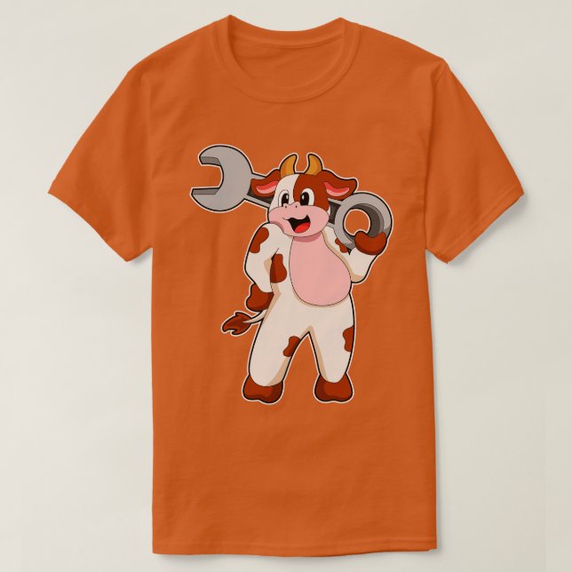 Camiseta Vaca Como Mecánica Con Llave (Diseño del anverso)