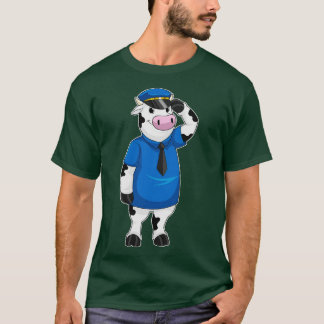 Camiseta Vaca como oficial de policía con gorra de policía