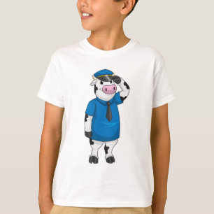 Camiseta Vaca como oficial de policía con gorra de policía