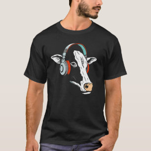 Camiseta Vaca Con Auriculares Ventilador De Música Audiófil