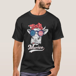 Camiseta Vaca con cinta americana Gafas de sol de la bander