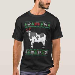 Camiseta Vaca con cuernos de reno fea Navidad