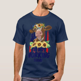 Camiseta Vaca con girasoles en la granja de animales Feliz 