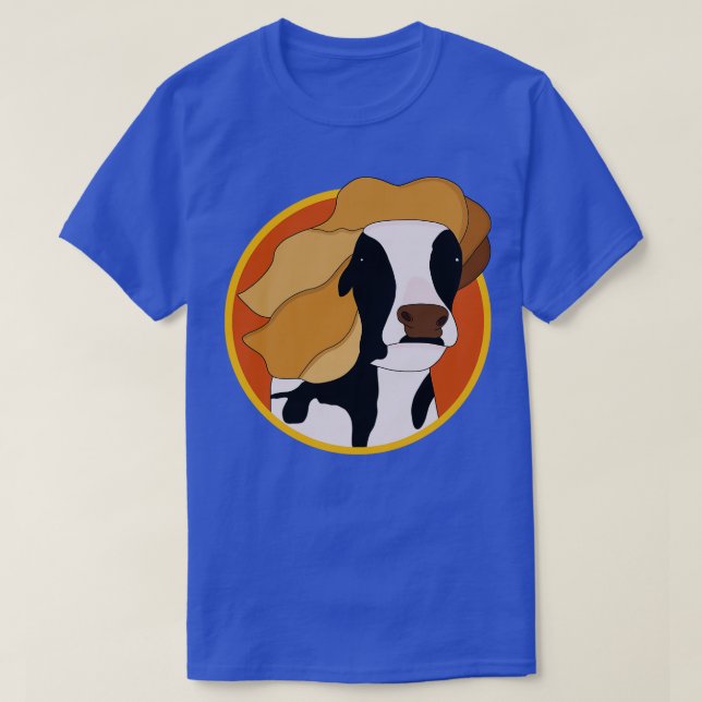 Camiseta Vaca con peluca rubia (Diseño del anverso)