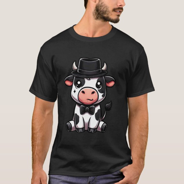 Camiseta Vaca con sombrero y corbatín (Anverso)