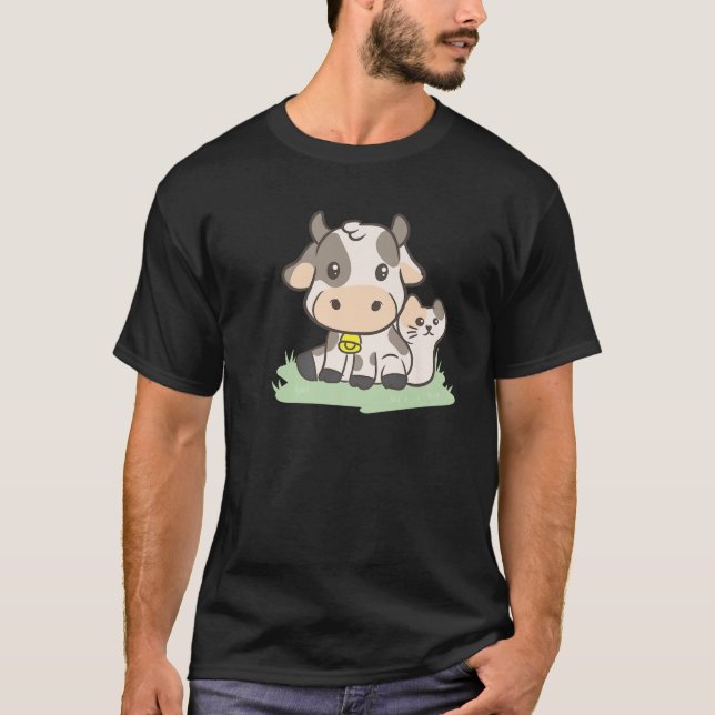 Camiseta Vaca Con Un Ganadero Japonés Estético - Cute Ka (Anverso)