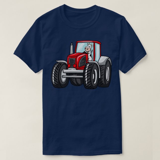 Camiseta Vaca conduciendo tractor (Diseño del anverso)