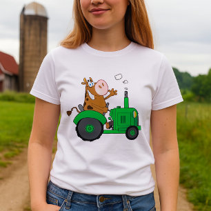 Camiseta Vaca conduciendo un tractor