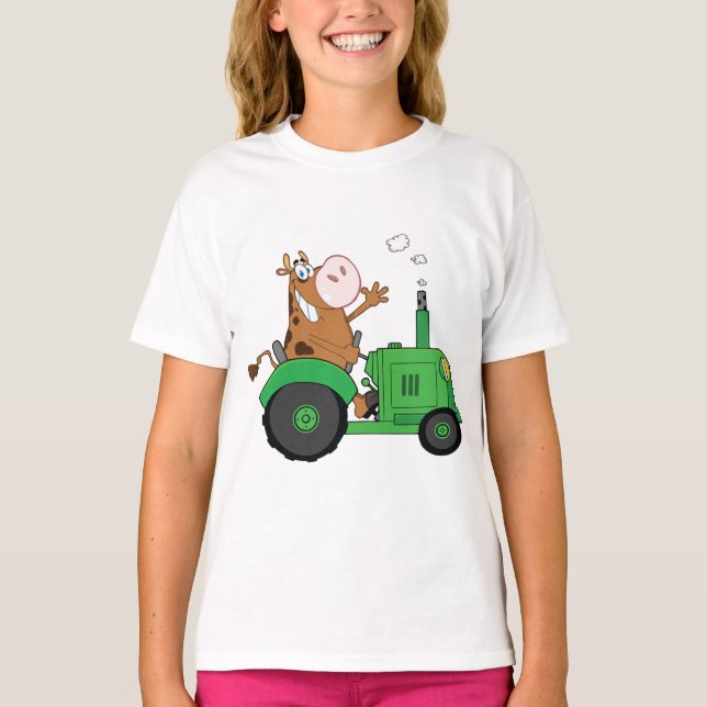 Camiseta Vaca conduciendo un tractor (Anverso)