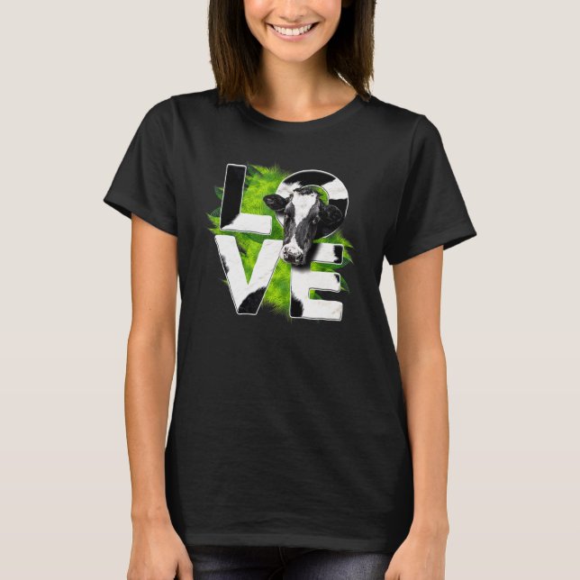 Camiseta Vaca De Amor Bonito Césped Verde Para Vaca (Anverso)