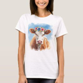 Camiseta Vaca de bonito con flores