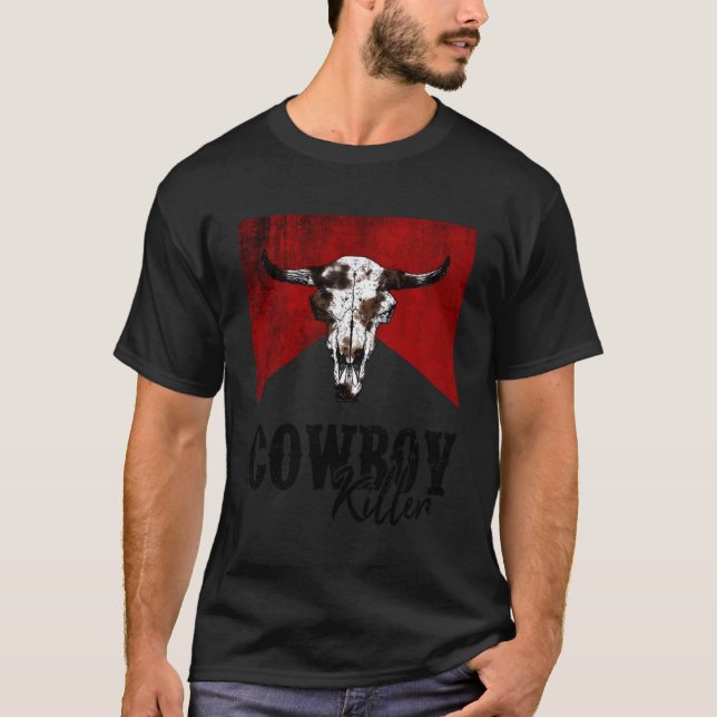 Camiseta Vaca De Cráneo De Vaca Y Vaca De Campo Occidental (Anverso)