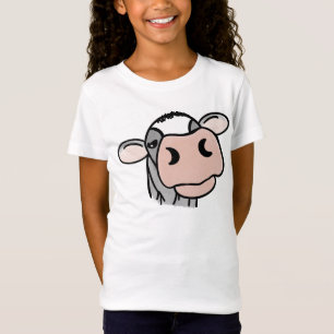 Camiseta vaca de dibujos animados negro blanco rosa beso gr