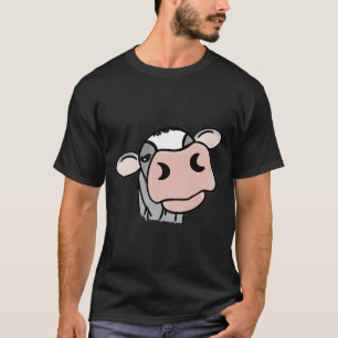 Camiseta vaca de dibujos animados negro blanco rosa beso gr