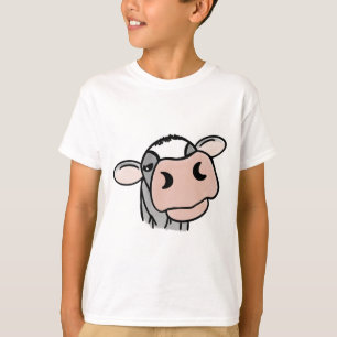 Camiseta vaca de dibujos animados negro blanco rosa beso gr
