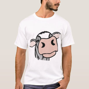 Camiseta vaca de dibujos animados negro blanco rosa beso gr
